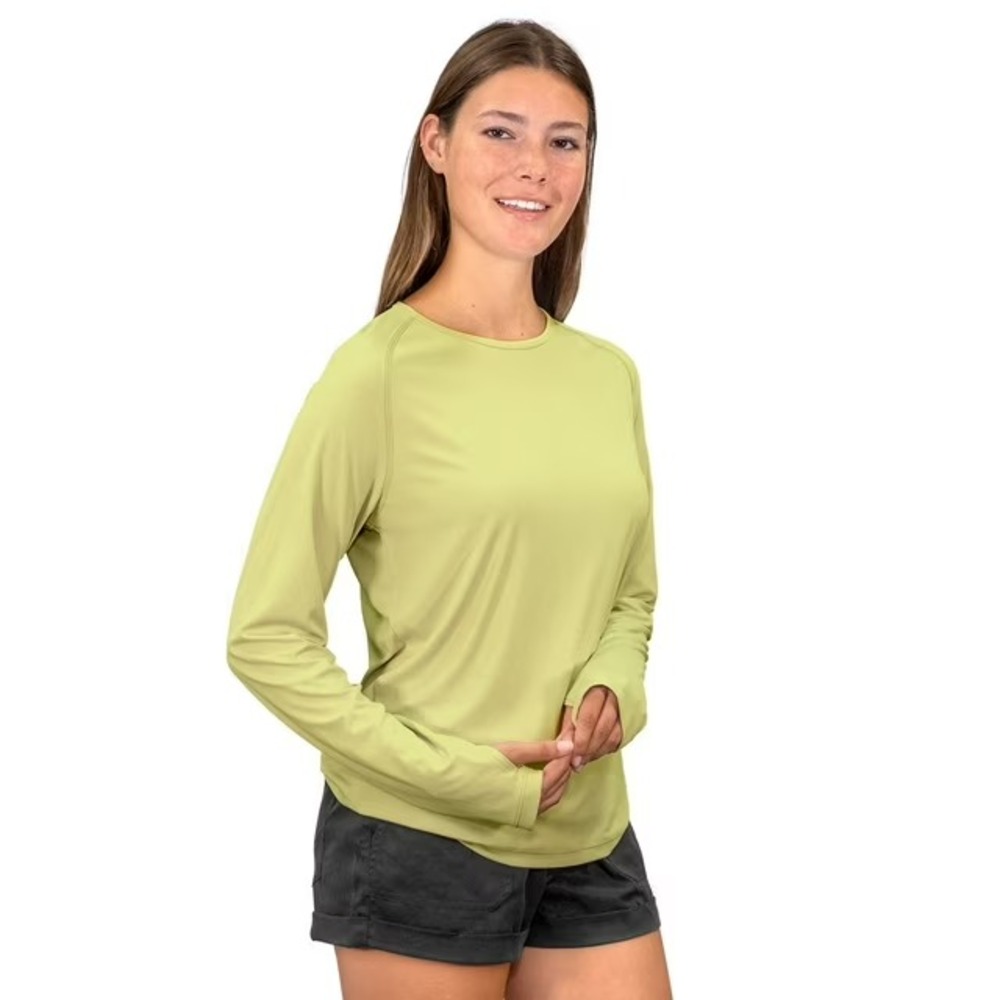 NWT Reel Life Womens Long Sleeve UV Tee Yellow UPF 50 Surfboard Graphic S